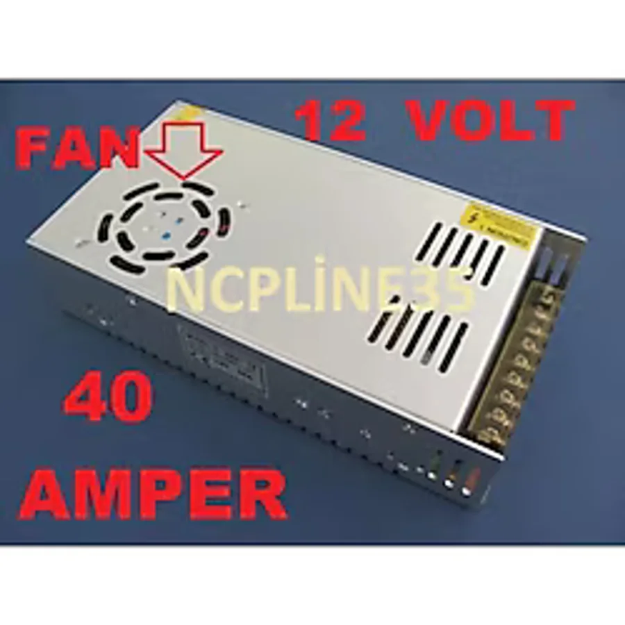 ADAPTÖR METAL KASA FANLI AKIM KORUMALI 12V 40A SOĞUTUCU FANLI