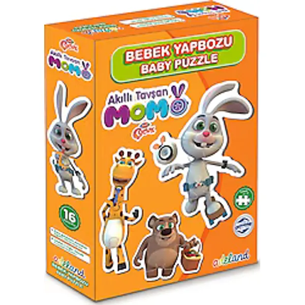 Adeland TRT Çocuk Akıllı Tavşan Momo Baby Puzzle 16 Parça