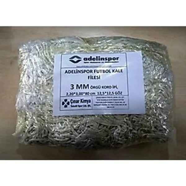 Adelinspor Futbol Kale Filesi 3 Mm Kord İpi 3,20x2,20x0,8 M
