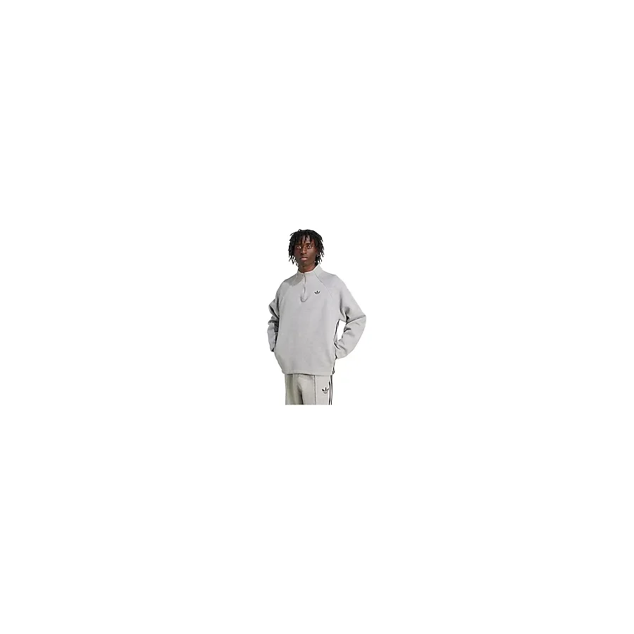Adidas Adicolor Spacer Drill JX1508 Yarım Fermuarlı Gri Erkek Sweatshirt