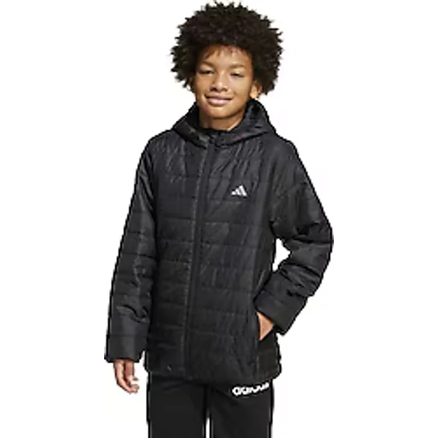 Adidas Essentials Light Padded JL7444 Kapüşonlu Siyah Çocuk Şişme Mont