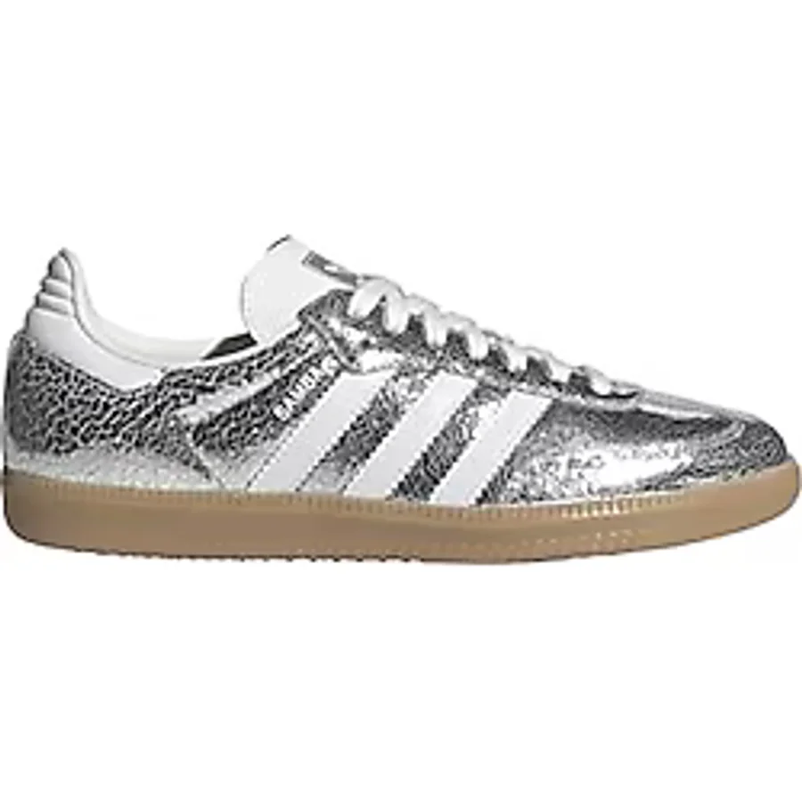 adidas Originals Samba Kadın Spor Ayakkabı, Gümüş Metalik Çatlak Deri, 40 EU