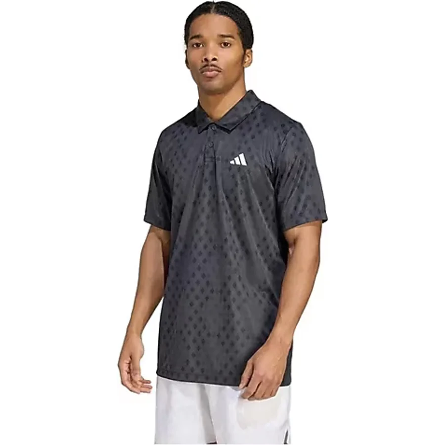 Adidas Performance JM1205 Club Tennis Climacool Grafik Baskılı Polo Tişört - XL - Gri - Siyah
