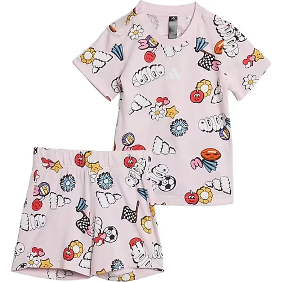Adidas Seasonal Essentials Fun Allover Print Bebek Şort Tişört Takımı
