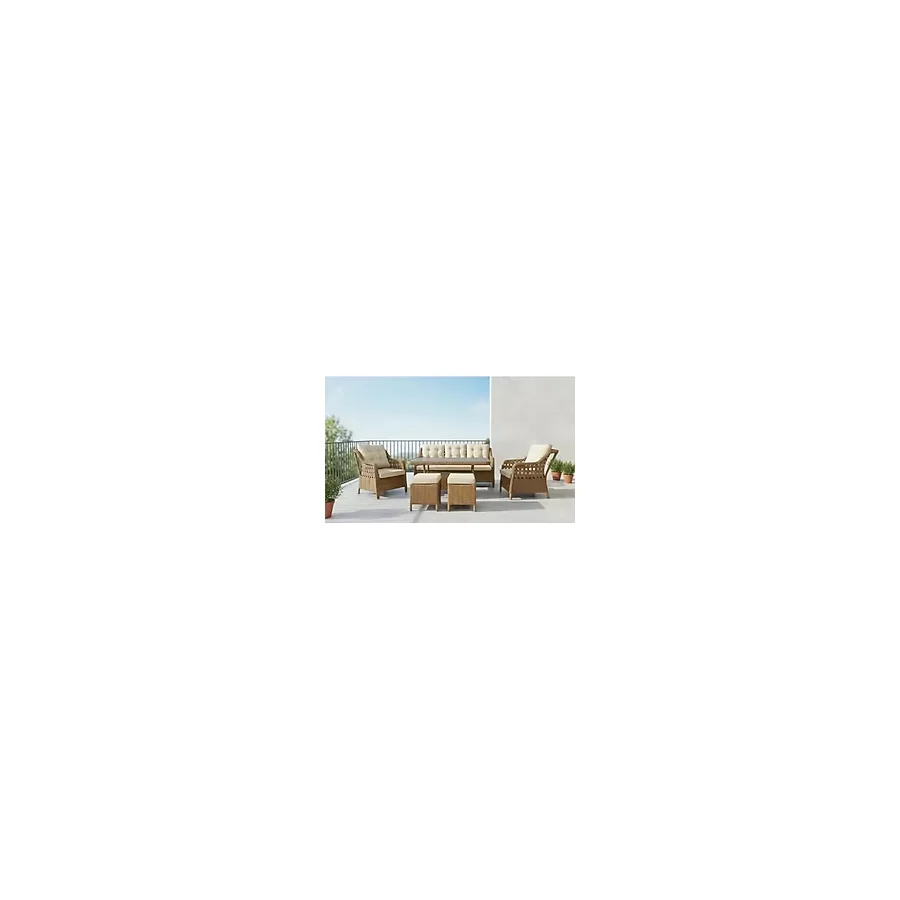 adımshops Metal Gövdeli 3+1+1+2puf+masa Rattan Bahçe Balkon Mobilyası, 7 Kişilik Bahçe Takımı