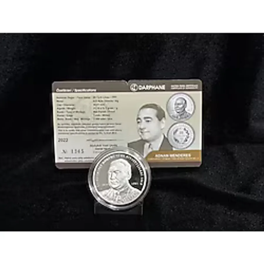 Adnan Menderes - Cumhuriyet Dönemi Türk Siyasetçileri No:2 Gümüş Hatıra Para Çil