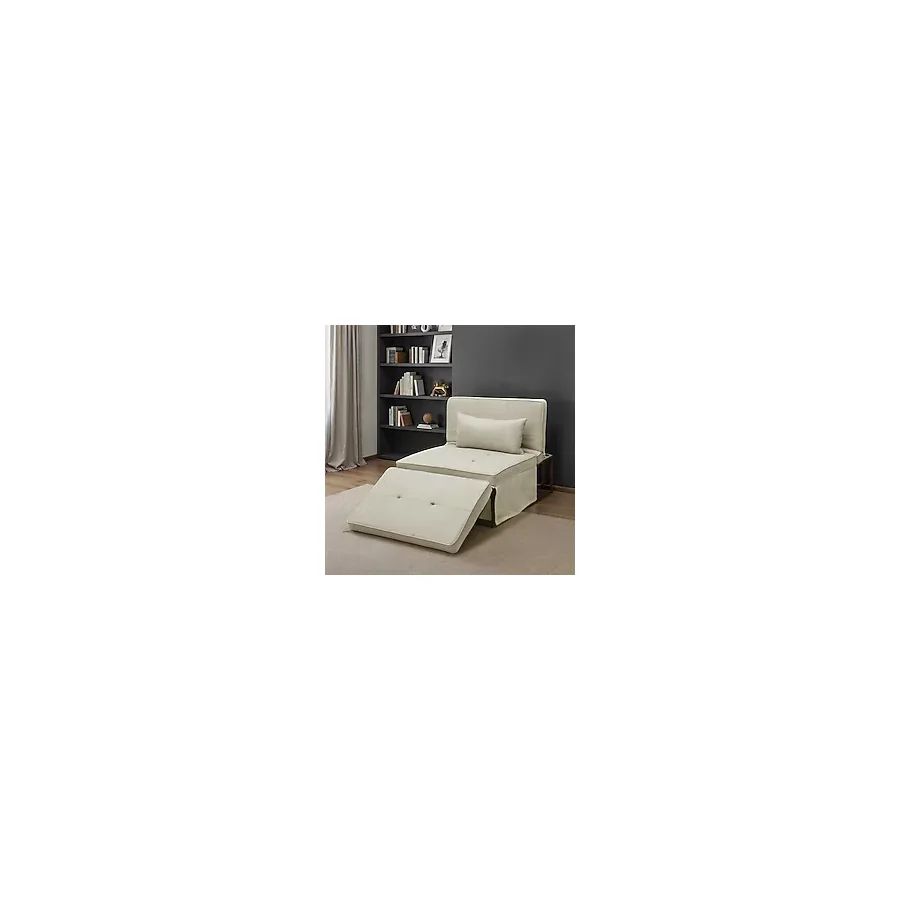 Adore Mobilya Cube Katlanır Yataklı Puf - Vizon 96X189X42.5 / 96X168X92.5 cm - Bej