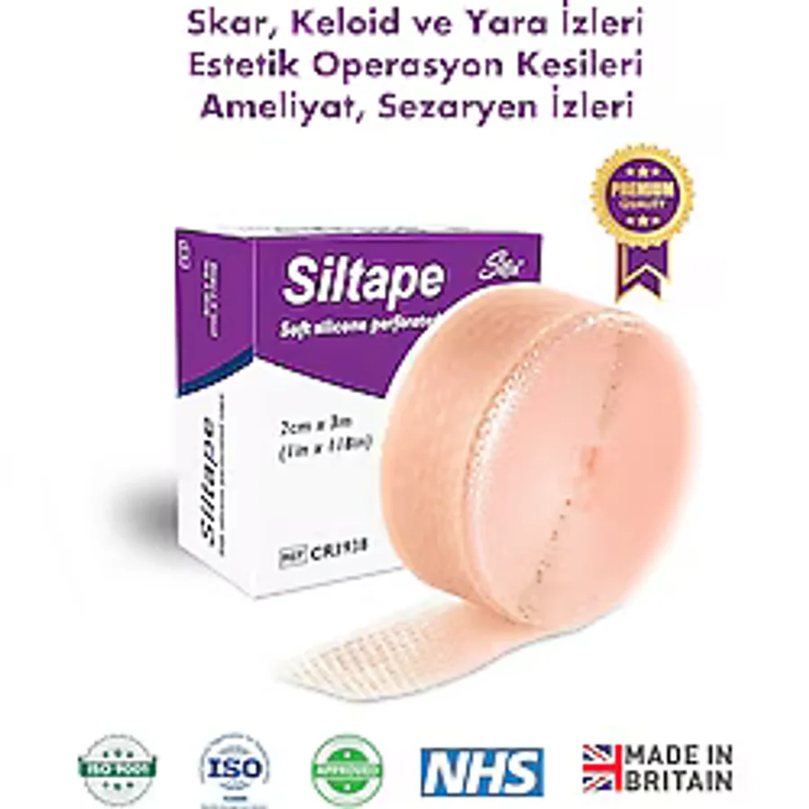 Advancis Medical UK Siltape Soft Silikon Yara İzi Dikiş İzi Sezaryen Yanık Estetik Bant 2 CM x 3 M