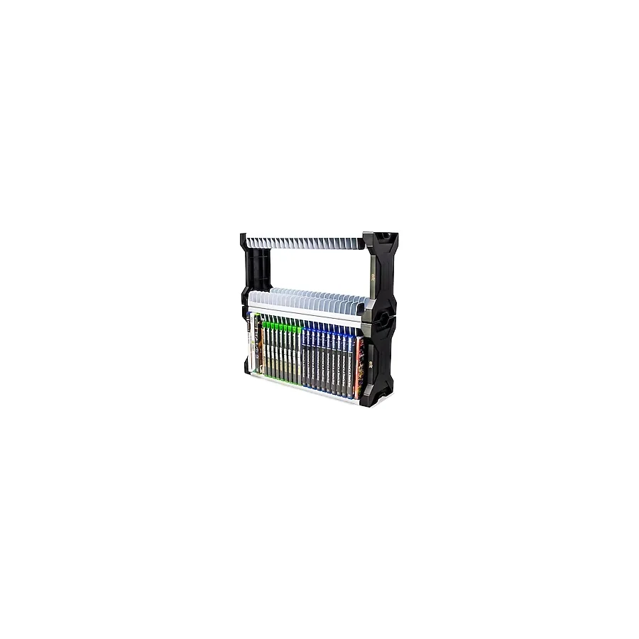 ADZ Evrensel Oyun Tutucu - PS2 PS3 PS4 PS5 PSP Xbox 360 Xbox One Serisi X Wii Switch Oyunları DVD ve Blu-Ray Diskler için 46 Oyun Depolama Kulesi Rafı. 2 Denetleyici Yuvası İçerir