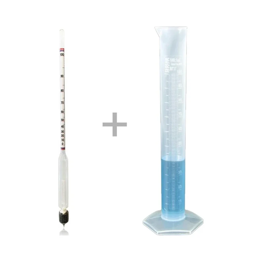 Aek-Tech 0-100 Uzun Form Alkolmetre Hidrometre ve 250ML Mezür Seti