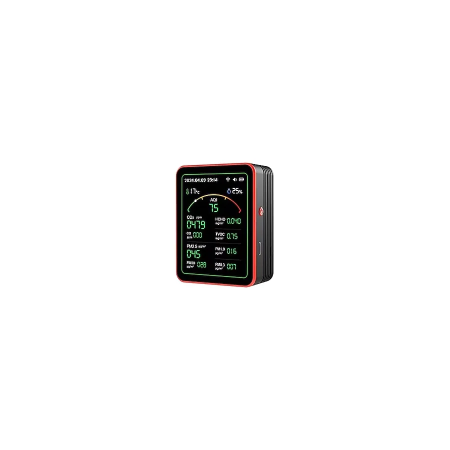 Aek-Tech 15'Li Aqı,Temp,Humı,Co2,Hcho,Co,Tvoc,Pm2.5,Pm10,Pm1.0,Pm0.3 Dedektör Taşınabilir Ev Ofis Hava Kalitesi Ölçüm Cihazı