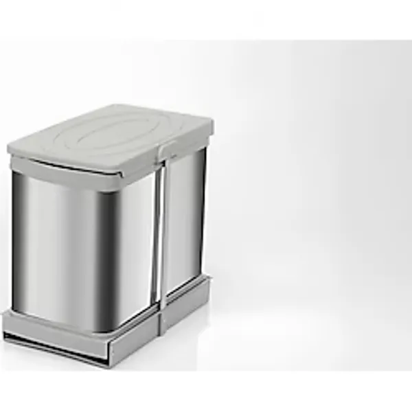 Afeks Pyramith 24 Litre Gri Teleskopik Raylı Paslanmaz Çöp Kovası (P-9453)