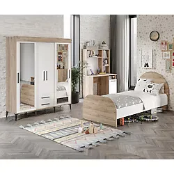 Afilli Ildır Çocuk Odası Takımı Tamamı Mdf Flora Beyaz Aynalı