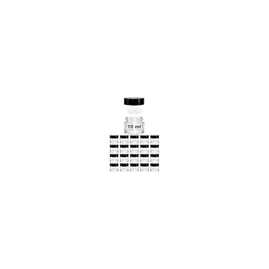 Afracam 10 ml Cam Kavanoz Şeffaf 10 cc Mini Krem Kavanozu Siyah Kapaklı Kişisel Bakım Seyahat Seti Lip Balm 20 Adet - 11 ml