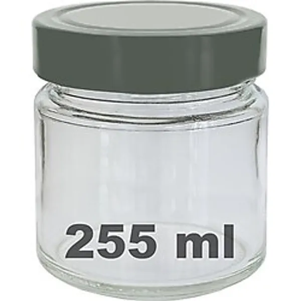 Afracam 255 ml Kavanoz Gümüş Derin Kapaklı 255 cc Şeffaf Reçel, Marmelat Cam Kavanoz Deep 1 Adet