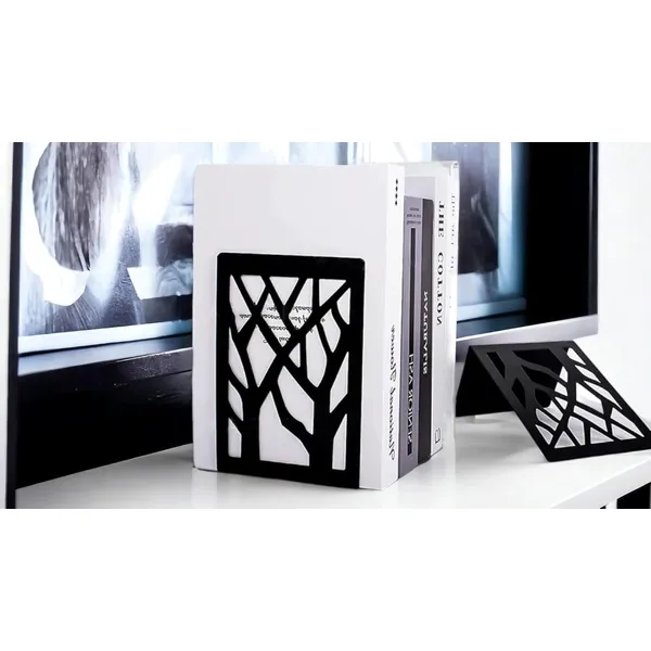 Ağaç Desenli Metal Kitap Tutucu, Metal Kitap Desteği (İkili Set) MK8S