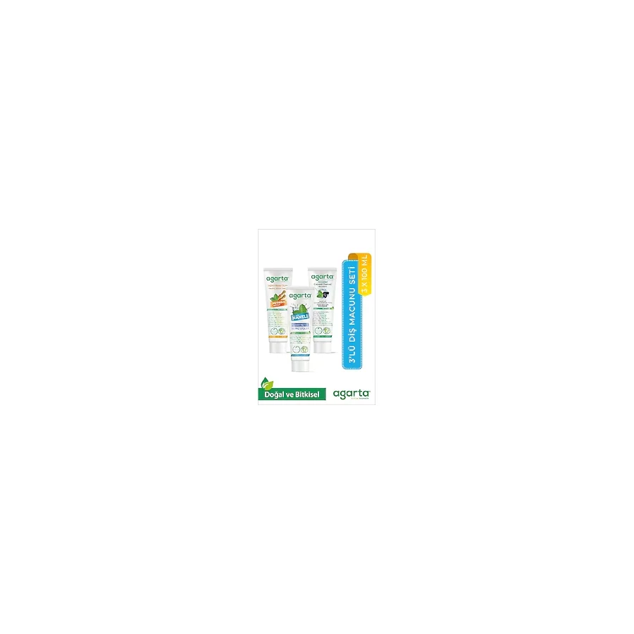 Agarta Doğal Florürsüz Misvak Aktif Nane Diş Macunu 3 x 100 ML
