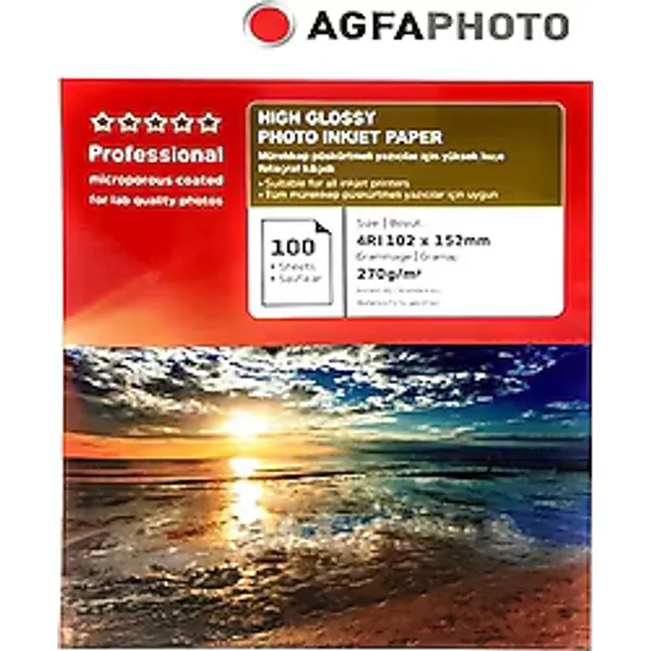 AgfaPhoto 10x15 cm 4R 270 gr 100 Yaprak Parlak Fotoğraf Kağıdı