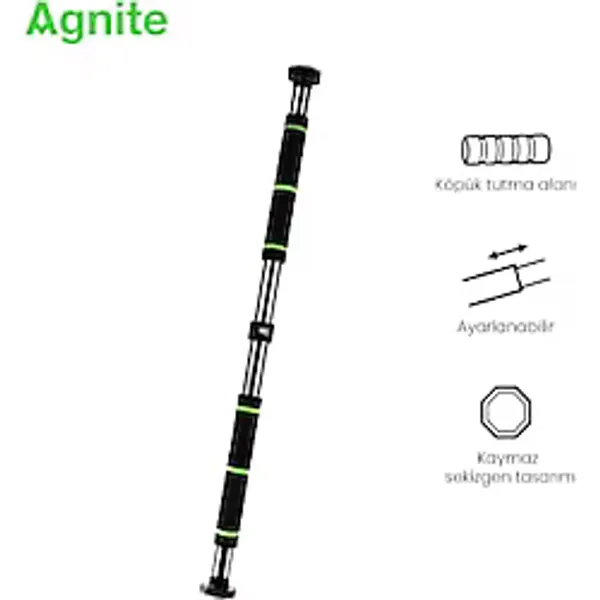 AGNITE Ayarlanabilir Kapı Barfiks Demiri 80-130 cm Ev Tipi Fitness Gri