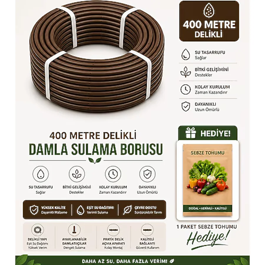 AGROLUX 400 Metre 40cm Kendinden Delikli Damlama Borusu