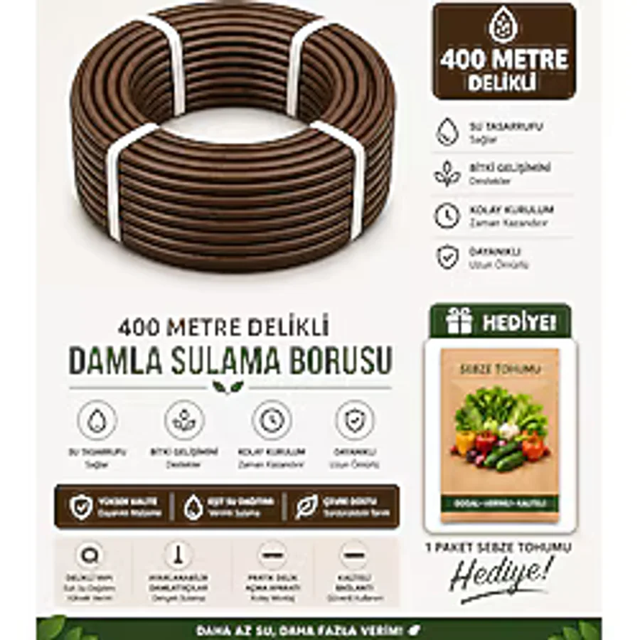 AGROLUX 400 Metre 40cm Kendinden Delikli Damlama Borusu