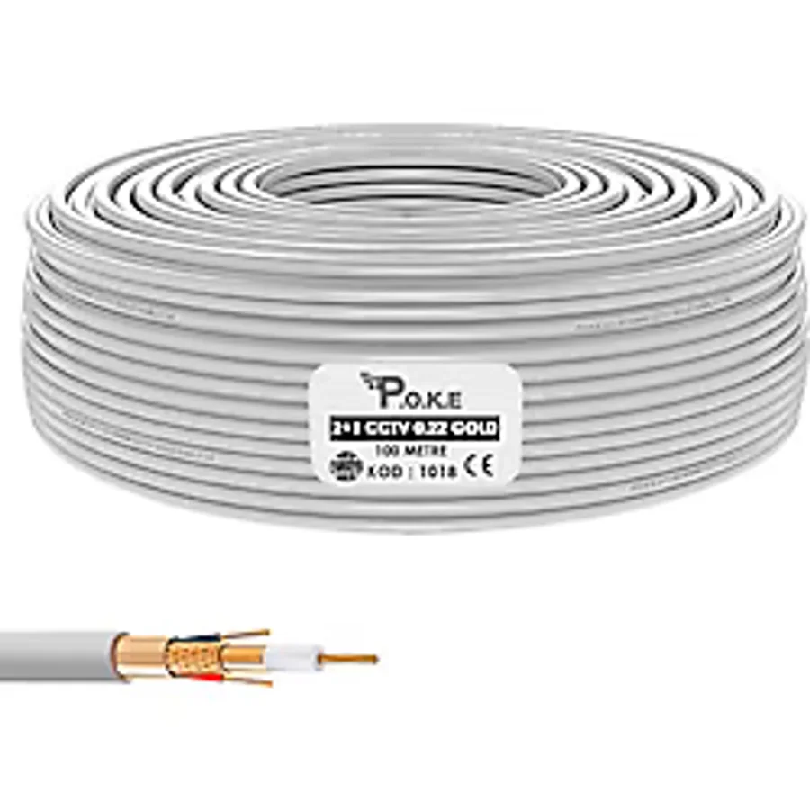 Ahd 100 Metre Güvenlik Kamera Kablosu 2+1 0.22 Cctv Kablo
