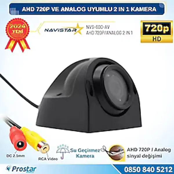 AHD 720P ve Analog Pal Uyumlu Gece Görüşlü Yan, Ön ve Arka Uyumlu Full HD Kamera