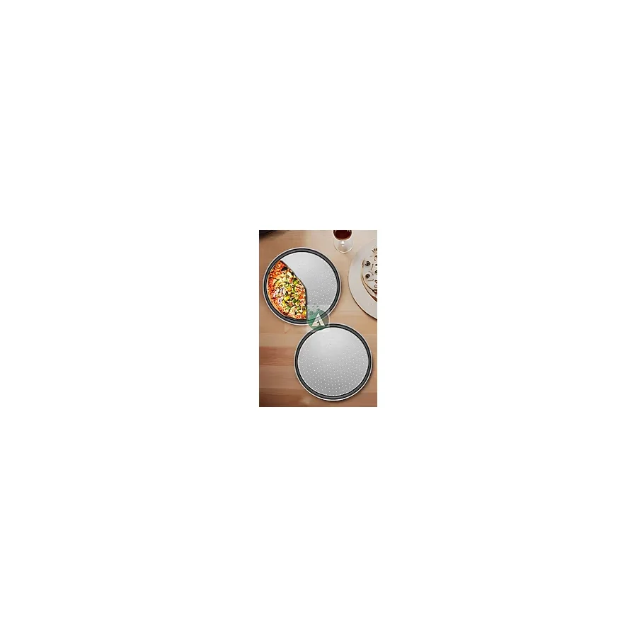 Ahir Ticaret 2 Adet 32Cm Delikli Pizza Tepsisi Lahmacun Pide Tepsisi 32 Cm 2 Parça Çelik Pizza Tepsisi