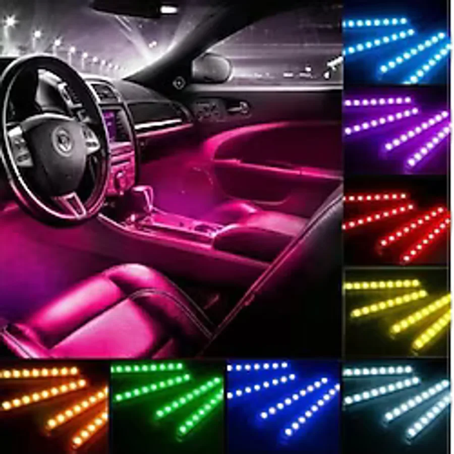 Ahmet Otomotiv Ayak Altı LED Rgb Işık Araç Içi ve Ev Aydınlatma Sese Duyarlı 12 LED çakmak girişli