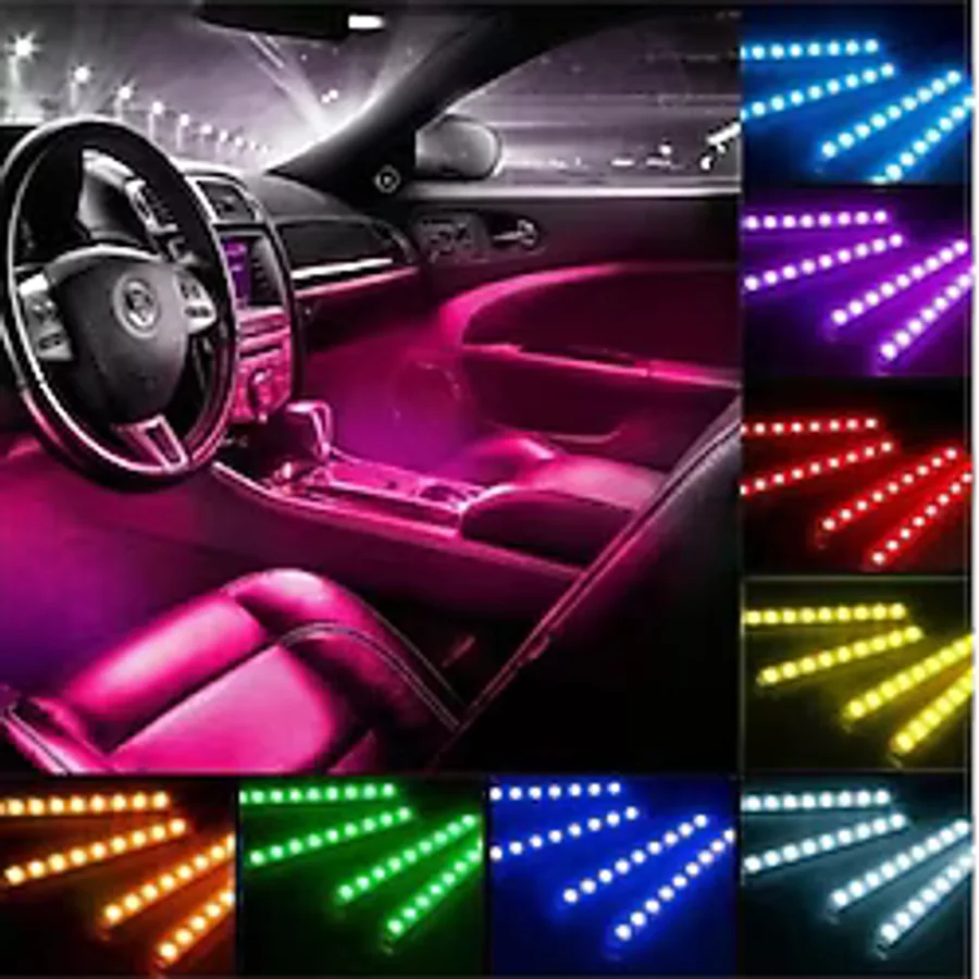 AHMET OTOMOTİV Ayak Altı LED RGB Işık Araç Içi ve Ev Aydınlatma Sese Duyarlı 12 LED USB Girişli