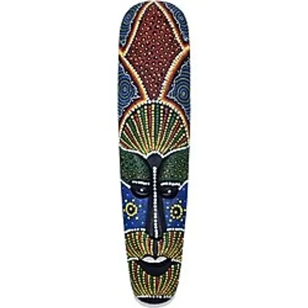 Ahşap Aborjin Mask 50 Cm Renkli Duvar Dekoru Maske