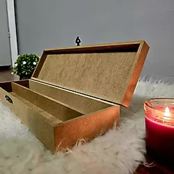 Ahşap Dikdörtgen 2 Bölmeli Tespih Şiş Kutusu Hobi Ham Boyanabilir Mdf Saklama Kutusu