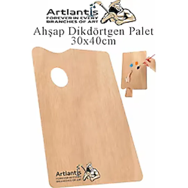Ahşap Dikdörtgen Palet Naturel 30X40 cm 1 Adet Büyük Boy Ahşap Boya Paleti Resim Boyama Tepsisi Akrilik Guaj Karıştırıcı - Standart - Çok Renkli