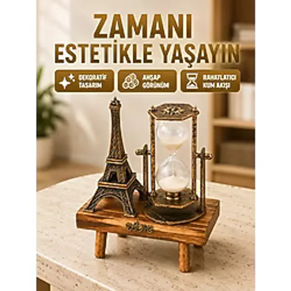 Ahşap Gövdeli Dekoratif Kum Saati Masa Üstü El Sanatı Aksesuarı