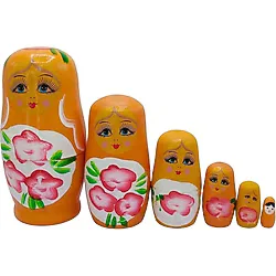 Ahşap Matruşka Bebek Altılı Set Turuncu