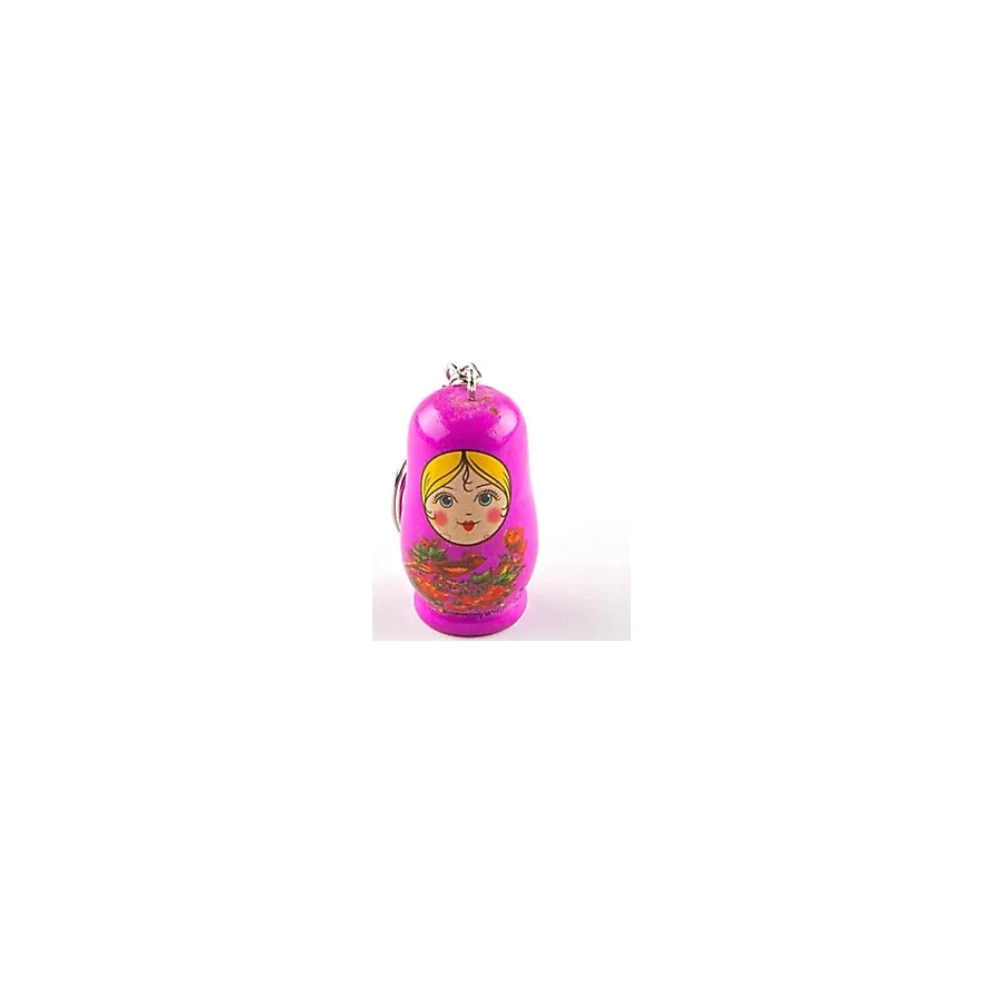 Ahşap Matruşka Bebek Anahtarlık Mor