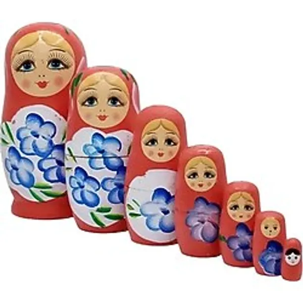 Ahşap Matruşka Bebek Yedili Set Kırmızı