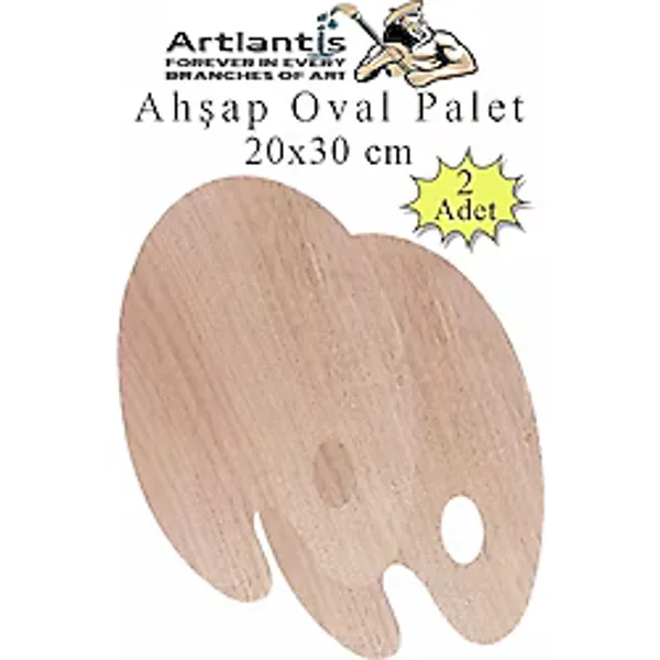 Ahşap Oval Palet Naturel 20X30 cm 2 Adet Orta Boy Ahşap Boya Paleti Resim Boyama Tepsisi Akrilik Guaj Karıştırıcı 20X30 - Standart