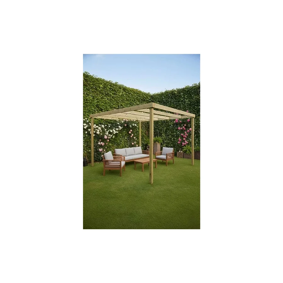 Ahşap Pergole Tente Çardak 250X250 cm - Eskitme Ceviz