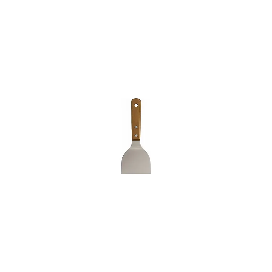 Ahşap Saplı Paslanmaz Çelik Spatula - 24CM Eğilimli Çok Amaçlı Mutfak Spatulası Izgara, Burger, Sebze, Temizlik İçin Profesyonel Metal Spatula