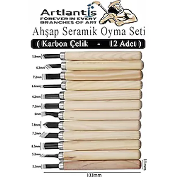 Ahşap Seramik Oyma Seti 12 Li 1 Paket İskarpela Seti Paslanmaz Çelik Bıçaklı Ağaç Oyma Heykel Hobi Kretuar Gravür