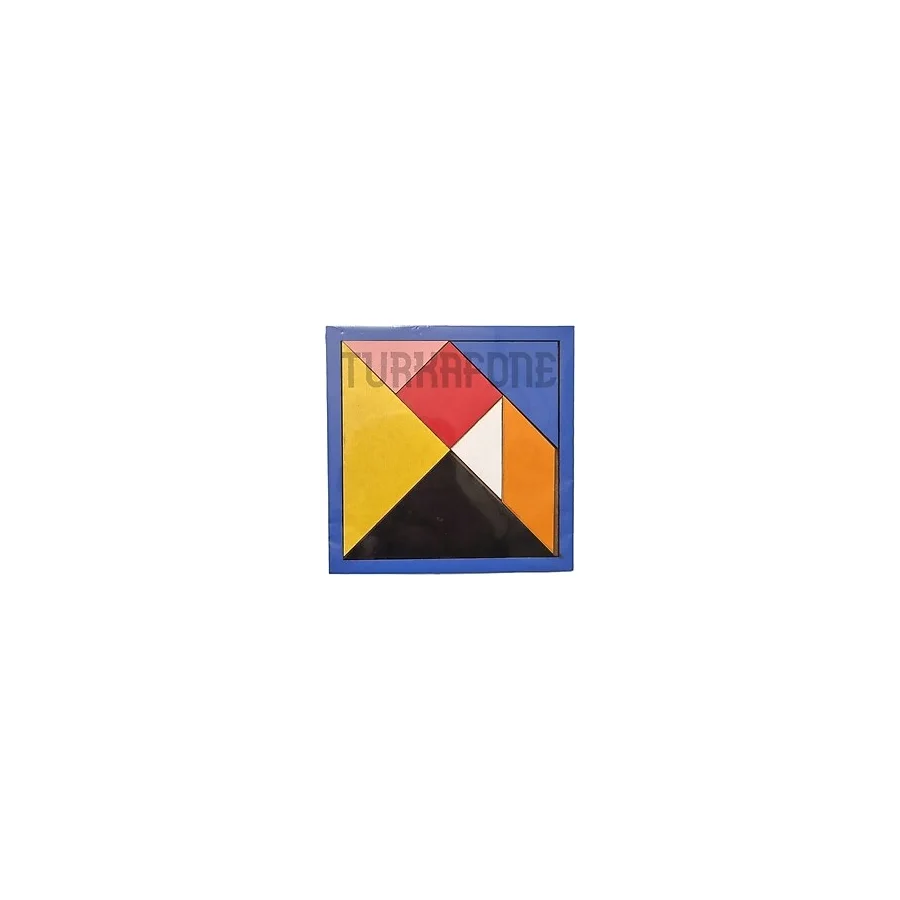 Ahşap Tangram Zeka Oyunu 14X14CM, 6mm Kalınlık, Eğitim ve Eğlence Seti - Seçenek 1 - Ahşap - Bej