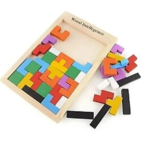 Ahşap Tetris Oyunu Blok Puzzle Zeka Oyuncağı Montessori Beceri Gelişimi El Beceri Oyuncağı