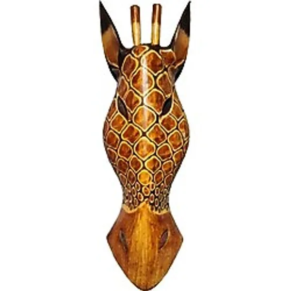 Ahşap Zürafa Mask 50 cm Duvar Dekoru