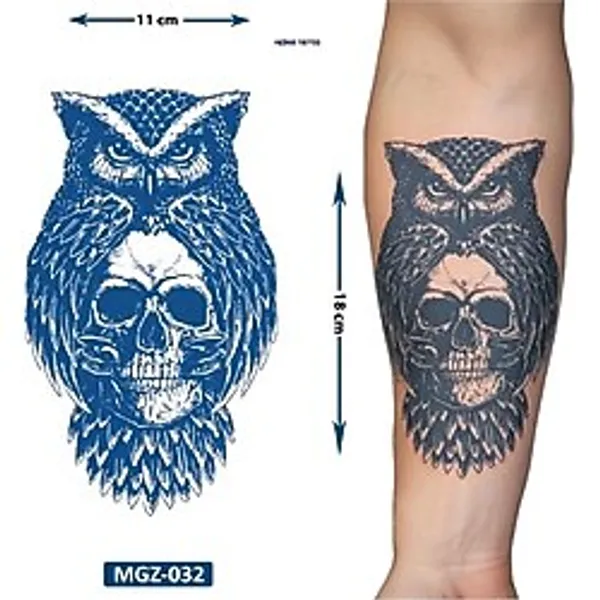 Airbrush Tattoo Baykuş 18X11 Cm Yarı Kalıcı Hayalet Geçici Dövme Yapıştırma Dövme