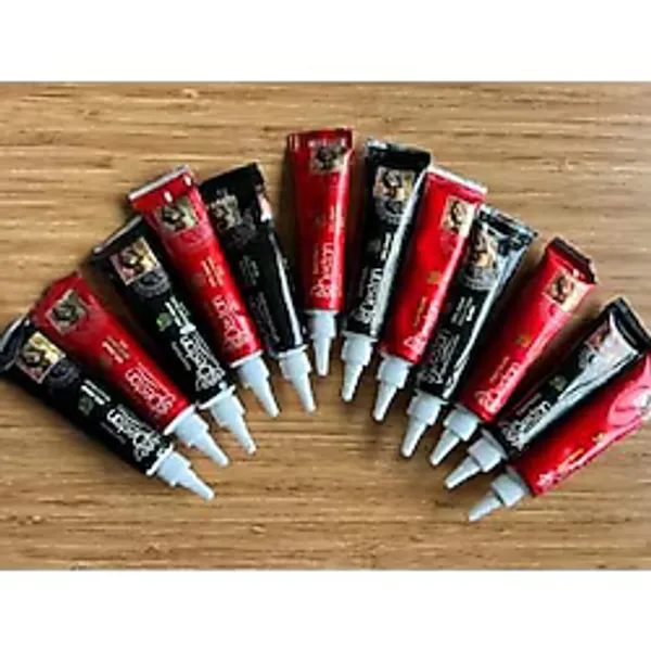 Airbrush Tattoo Destan Geçici Dövme Seti, 6 Kırmızı 6 Siyah Hint Kınası, 30 gr
