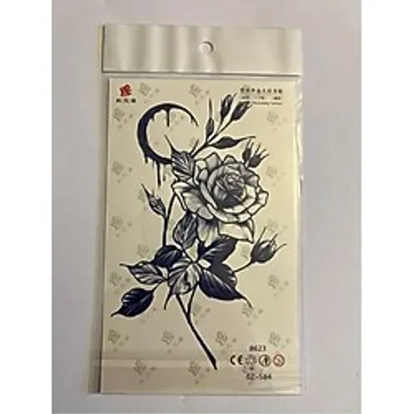 Airbrush Tattoo Gül 18X11 Cm Aylık Yarı Kalıcı Kalıcı Geçici Dövme Yapıştırma Dövme