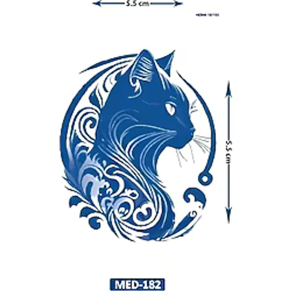 Airbrush Tattoo Lider Kedi 5 Cm Minimal Geçici Dövme Yarı Kalıcı Geçici Dövme