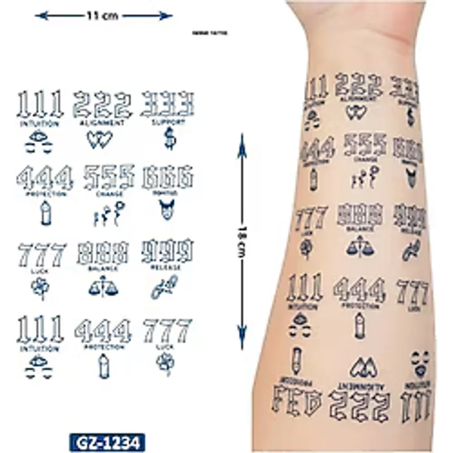 Airbrush Tattoo Şans Rakamları 1 Ay Kalıcı Geçici Dövme Yapıştırma Dövme