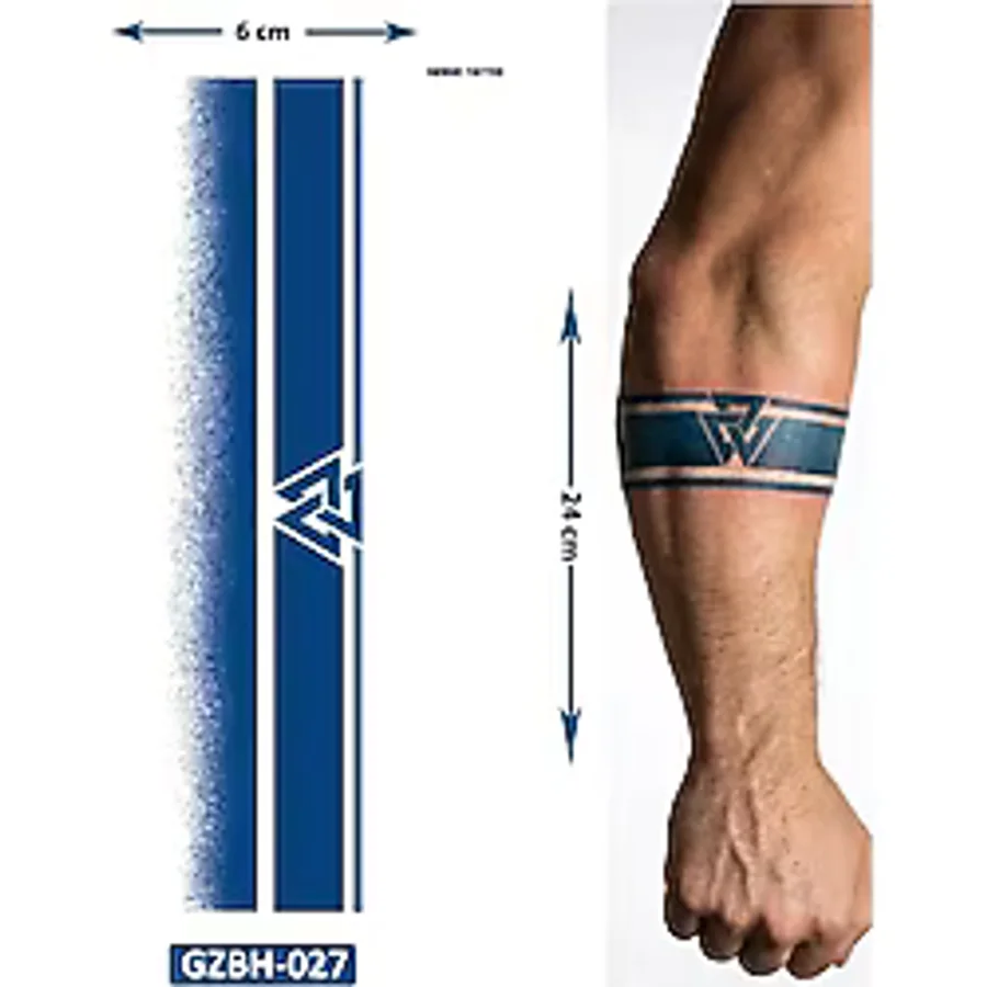 Airbrush Tattoo Üçgen Şerit Kol ve Ayak İçin Şerit Bant Dövmesi Yarı Kalıcı Geçici Dövme